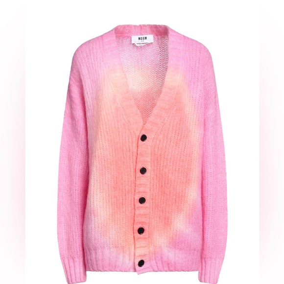 NEW MSGM Gradient Mohair Tie Dye Button Down Cardigan Oversized Sweater L - Picture 1 of 14